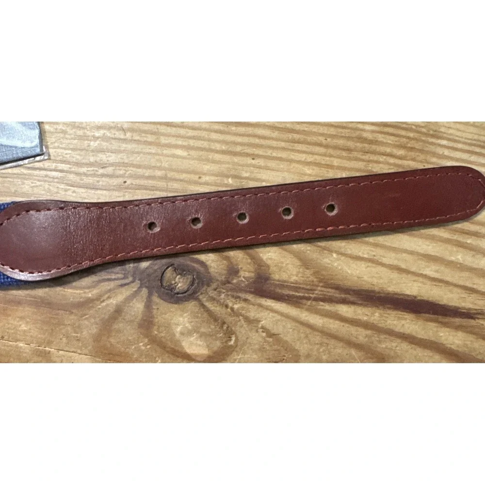 Smathers & Branson Needlepoint Belt 42 American Flag Leather USA  4th July‎ USA